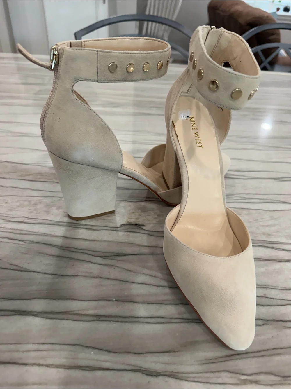 Nine West Sharmain Cashmere Suede Studded Ankle Strap Heels Size 11 NIB